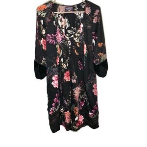 Johnny Was Workshop floral dress with velvet accents